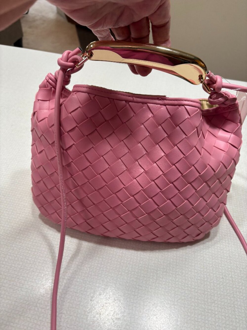 NWT Cute Pink Woven Satchel/Crossboody, Brand unknown